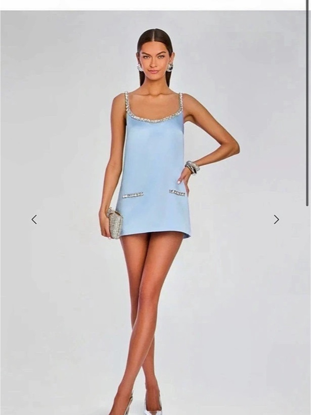 Retrofête Reilly Embellished Dress Mini in Blue